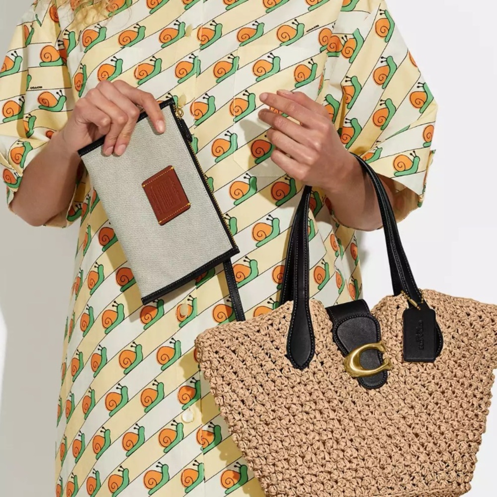 Coach small straw tote
